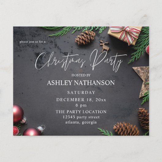 Budget Rentier & Pine Rustikales Weihnachtsfest Pa Flyer (Vorne)