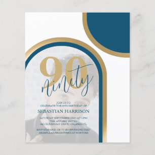 Budget Retro Blau Und Gold Foto Geburtstag