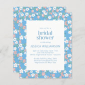 Budget Retro Boho Blue Ditsy Floral Brautparty (Vorne/Hinten)