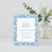 Budget Retro Boho Blue Ditsy Floral Brautparty (Stehend Vorderseite)