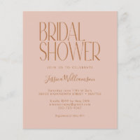Budget Retro Boho Blush Bridal Dusche Einladung