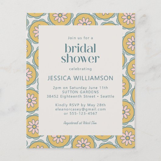 Budget Retro Boho Floral Pastel Brautparty (Vorderseite)