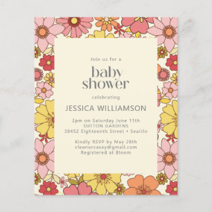 Budget Retro Boho Rosa Gelbe Florale Babyparty