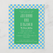 Budget Retro Checkerboard Blue Green Wedding (Vorderseite)