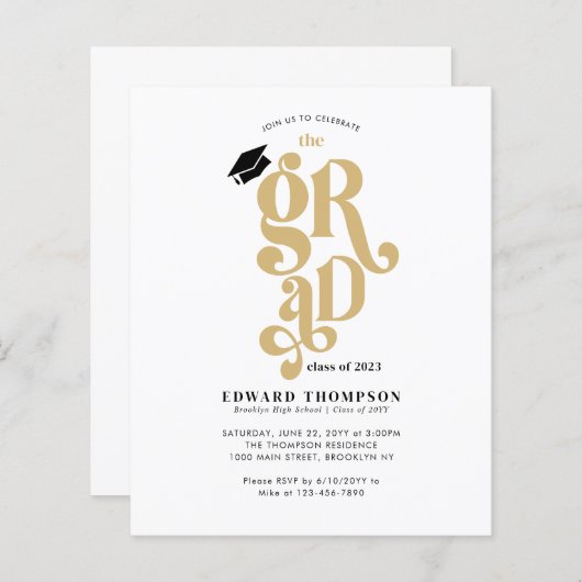 Budget Retro Class of 2023 GRAD Graduation Party (Vorne/Hinten)