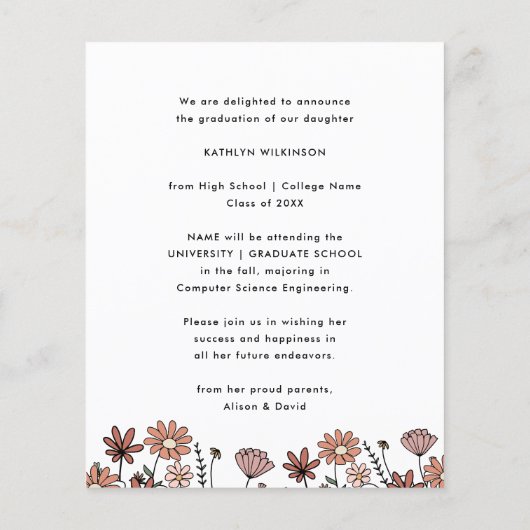 BUDGET Retro Floral Arch Foto GRAD Ankündigung (Rückseite)