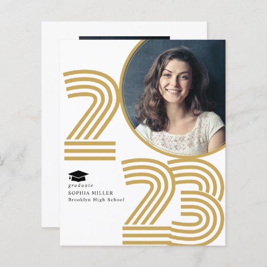 Budget Retro Grad Foto Abschluss Card (Vorne/Hinten)