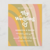 Budget Retro Groovy 70er Pink Green Wedding Einlad (Vorderseite)