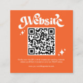 Budget Retro Groovy Script QR Code Wedding Website Begleitkarte (Vorderseite)