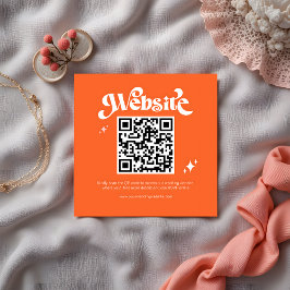 Budget Retro Groovy Script QR Code Wedding Website Begleitkarte