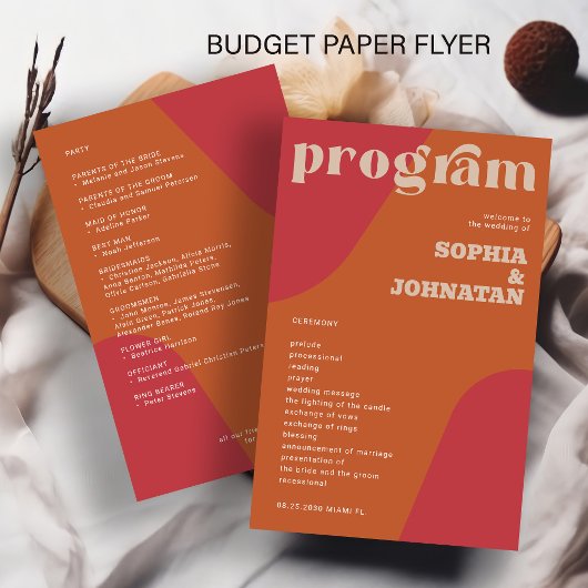 Budget-Retro-Hochzeitsprogrammvorlage Flyer
