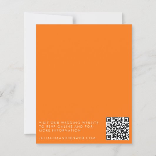 Budget Retro Orange Check Wedding QR Code Invite (Rückseite)