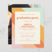 Budget Retro Streifen Foto Grad Party Einladung (Vorne/Hinten)