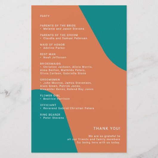 Budget retro wedding program template (Rückseite)