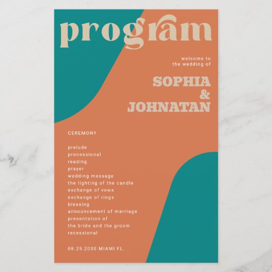 Budget retro wedding program template (Vorderseite)