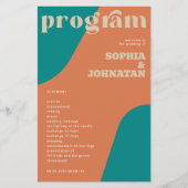 Budget retro wedding program template flyer (Vorne)