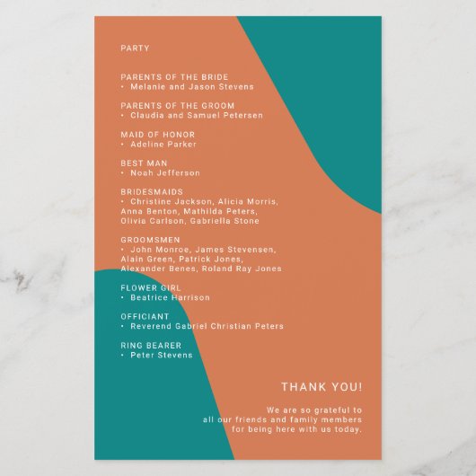 Budget retro wedding program template flyer (Hinten)