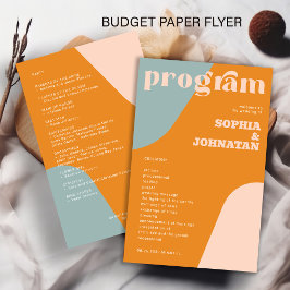 Budget retro wedding program template flyer