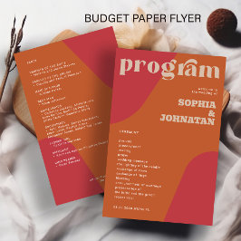 Budget retro wedding program template flyer