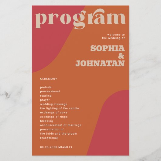 Budget retro wedding program template flyer (Vorne)