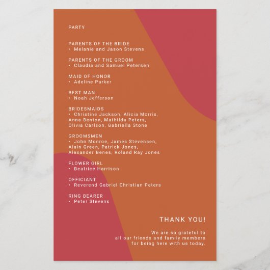 Budget retro wedding program template flyer (Hinten)