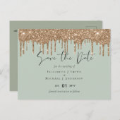 BUDGET Rett Dates Sage Gold Glitzer Hochzeit Postkarte (Vorne/Hinten)