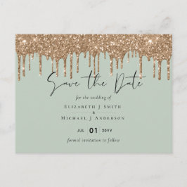 BUDGET Rett Dates Sage Gold Glitzer Hochzeit Postkarte