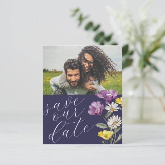 Budget Rett Unser Date Wildblume Foto Hochzeit (Stehend Vorderseite)