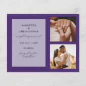 Budget Rette unser Datum Lila Foto Hochzeit (Rückseite)