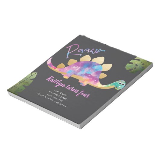 Budget Roar Niedlich Abstrakt Pink Dinosaurier Ein Notizblock (Rotiert)