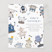 Budget Robot Birthday Party Einladung (Vorderseite)