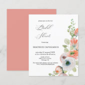 Budget  Romantic Coral Floral Bridal Shower Card (Vorne/Hinten)
