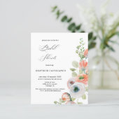 Budget  Romantic Coral Floral Bridal Shower Card (Stehend Vorderseite)