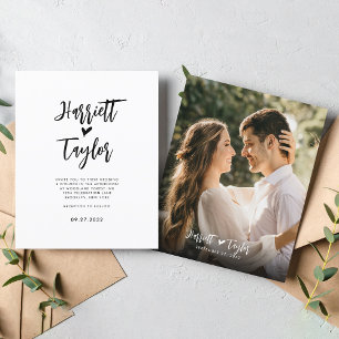 BUDGET Romantic Lovely Heart Script Foto Wedding