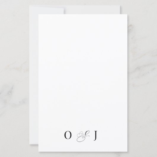 BUDGET Romantic Script Schwarz-weiße erste Hochzei (Rückseite)