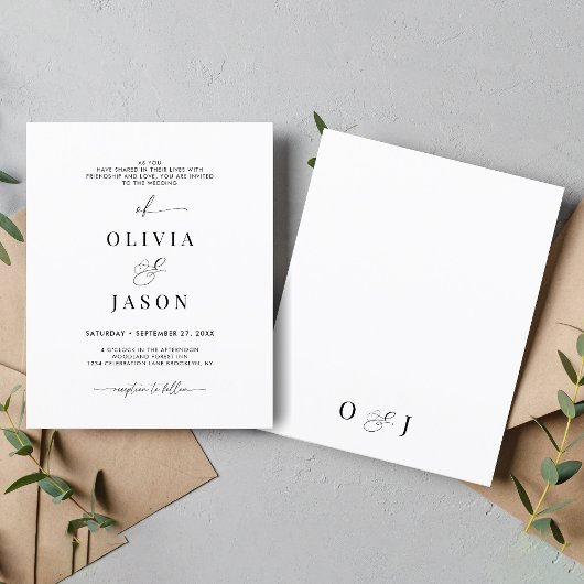 BUDGET Romantic Script Schwarz-weiße erste Hochzei