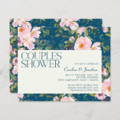 Budget Romantische Blumenpaare Dusche einladen (Vorne/Hinten)