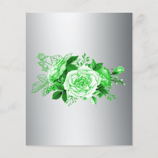 Budget Romantische grüne Rose Hochzeitsempfehlung Flyer (Hinten)