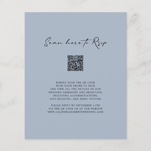 Budget Romantisches Herz QR Code Dusty Blue Weddin (Rückseite)