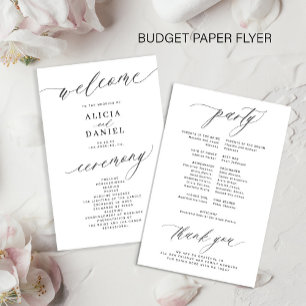 Budget romantisches schwarz-weiß Hochzeitsprogramm