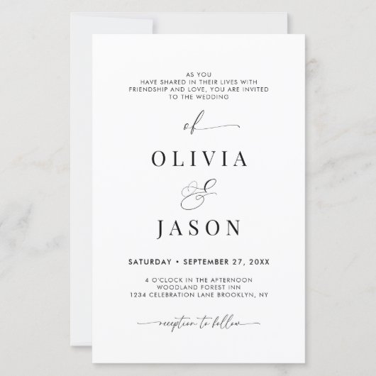 BUDGET Romantisches Skript Schwarz-Weiß-Hochzeit (Vorderseite)