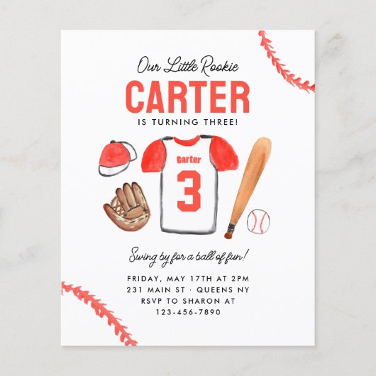 Budget Rookie des Jahres Baseball Shirt Geburtstag (Vorderseite)