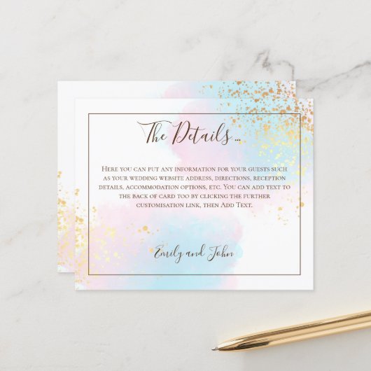 Budget Rosa Aquamarine Aquarellgoldverheiratung De (Vorderseite/Rückseite Beispiel)