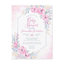 Budget Rosa Aquarell Floral Elegante Babydusche