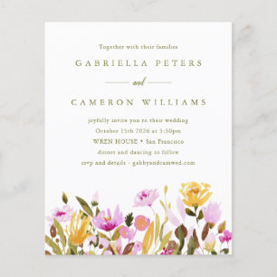 Budget Rosa Aquarellblume Einladung zur Hochzeit