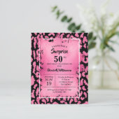Budget Rosa Black Leopard Geburtstagseinladungen (Stehend Vorderseite)
