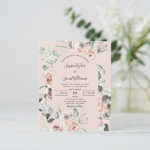Budget Rosa Bläschen Eukalyptus Hochzeit Einladung