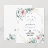 Budget Rosa Bläschen Eukalyptus Hochzeit Einladung (Vorne/Hinten)