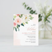 Budget Rosa Blume Bridal Dusche Einladung (Stehend Vorderseite)