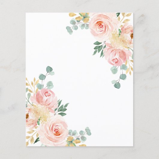 Budget Rosa Blume & Gold Einladung zum ersten Gebu (Rückseite)